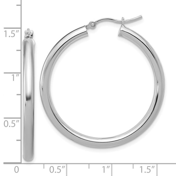 Leslie's 10K White Gold Polished Hinged Hoop Earrings - Image 4