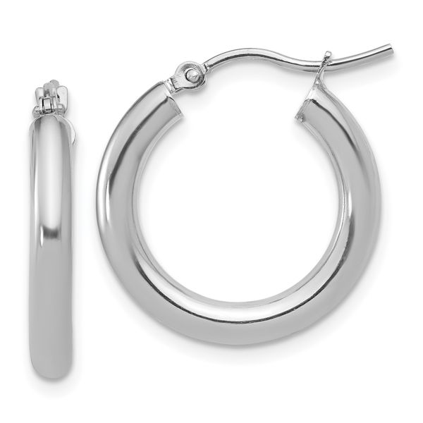 Leslie's 10K White Gold Polished Hinged Hoop Earrings