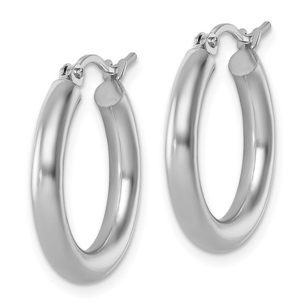 Leslie's 10K White Gold Polished Hinged Hoop Earrings - Image 2