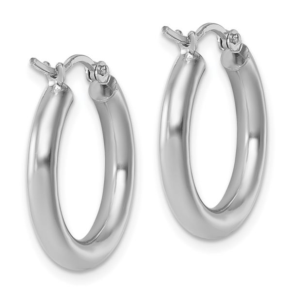 Leslie's 10K White Gold Polished Hinged Hoop Earrings - Image 4