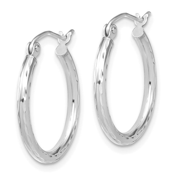 Leslie's 10K White Gold D/C Hinged Hoop Earrings - Image 2