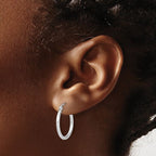 Leslie's 10K White Gold D/C Hinged Hoop Earrings - Image 3