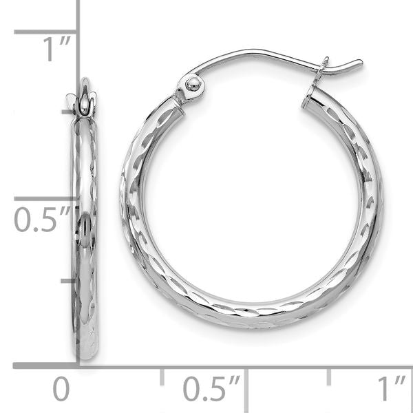 Leslie's 10K White Gold D/C Hinged Hoop Earrings - Image 4