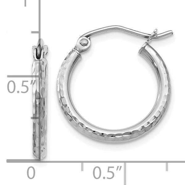 Leslie's 10K White Gold D/C Hinged Hoop Earrings - Image 4