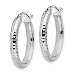 10K White Gold D/C Oval Hinged Hoop Earrings - Image 2