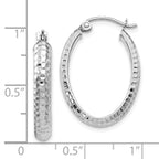10K White Gold D/C Oval Hinged Hoop Earrings - Image 4