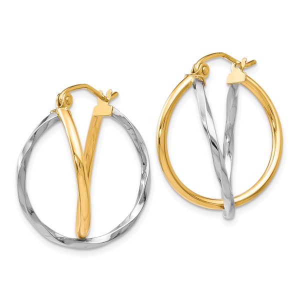Leslie's 10K Two-Tone Hinged Hoop Earrings - Image 2