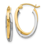Leslie's 10K Two-Tone Polished Hinged Hoop Earrings