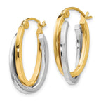 Leslie's 10K Two-Tone Polished Hinged Hoop Earrings - Image 2
