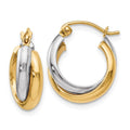 Leslie's 10K Two-Tone Polished Hinged Hoop Earrings