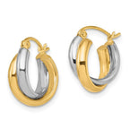 Leslie's 10K Two-Tone Polished Hinged Hoop Earrings - Image 2