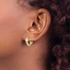 Leslie's 10K Two-Tone Polished Hinged Hoop Earrings - Image 3