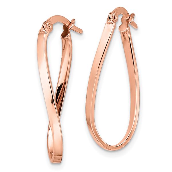Leslie's 10K Rose Gold Polished Hinged Hoop Earrings - Image 2