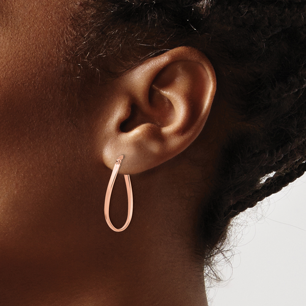 Leslie's 10K Rose Gold Polished Hinged Hoop Earrings - Image 3