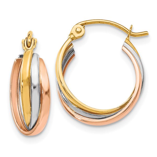 Leslie's 10K Tri-color Polished Hinged Hoop Earrings