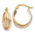 Leslie's 10K Tri-color Polished Hinged Hoop Earrings