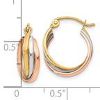 Leslie's 10K Tri-color Polished Hinged Hoop Earrings - Image 2
