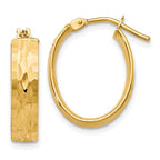 Leslie's 10K Polished and D/C Oval Hinged Hoop Earrings