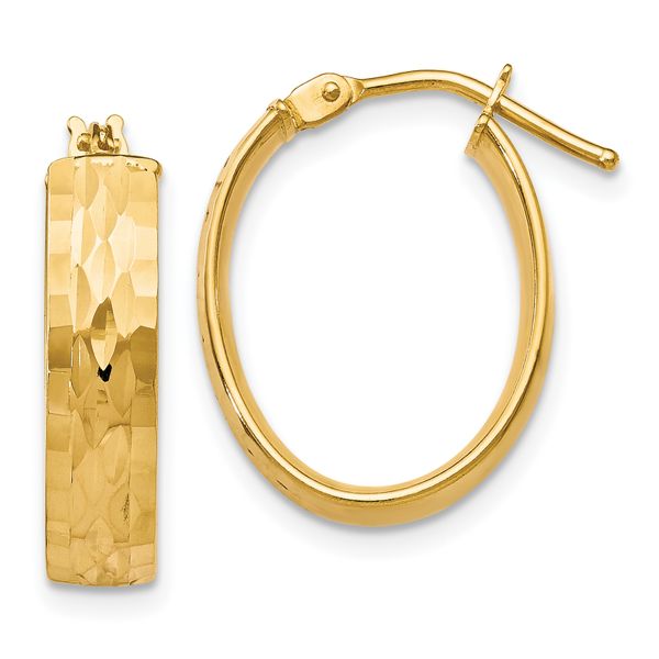 Leslie's 10K Polished and D/C Oval Hinged Hoop Earrings