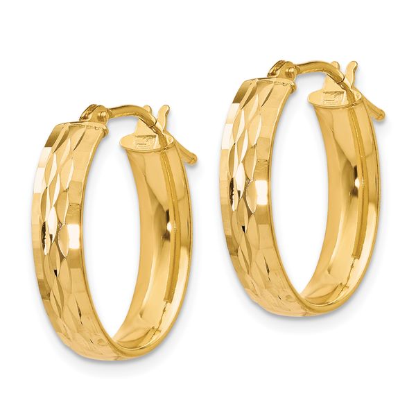 Leslie's 10K Polished and D/C Oval Hinged Hoop Earrings - Image 2