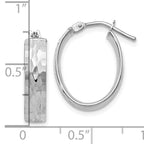 Leslie's 10K with White Rhodium Plating Polished and Diamond-cut Oval Hinged Hoop Earrings - Image 3