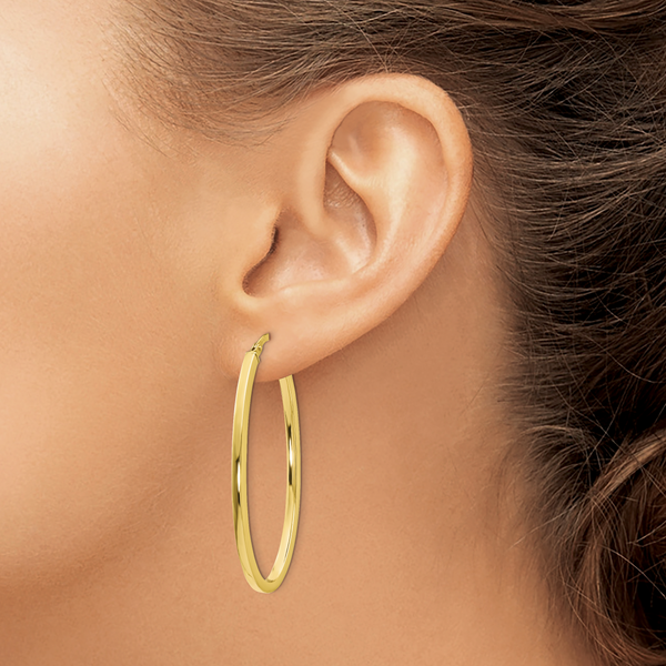 Leslie's 10K Polished Oval Hinged Hoop Earrings - Image 3