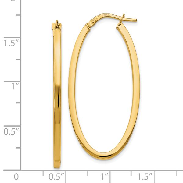 Leslie's 10K Polished Oval Hinged Hoop Earrings - Image 4