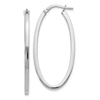 Leslie's 10K White Gold Polished Oval Hinged Hoop Earrings