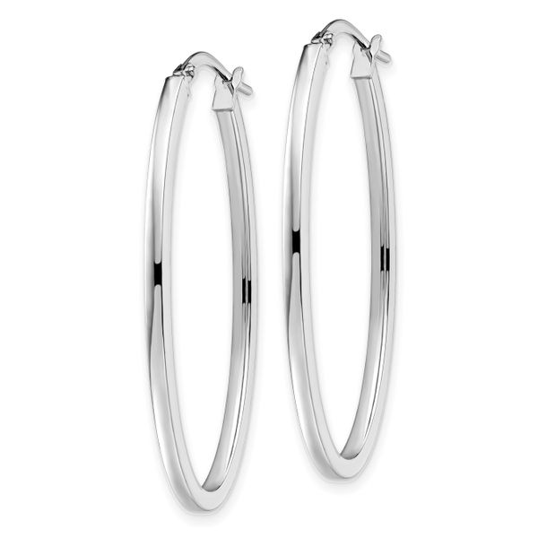 Leslie's 10K White Gold Polished Oval Hinged Hoop Earrings - Image 2