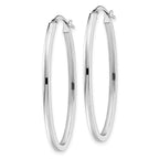 Leslie's 10K White Gold Polished Oval Hinged Hoop Earrings - Image 2