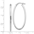 Leslie's 10K White Gold Polished Oval Hinged Hoop Earrings - Image 3