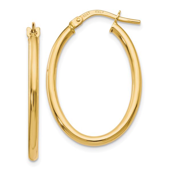 Leslie's 10K Polished Oval Hinged Hoop Earrings