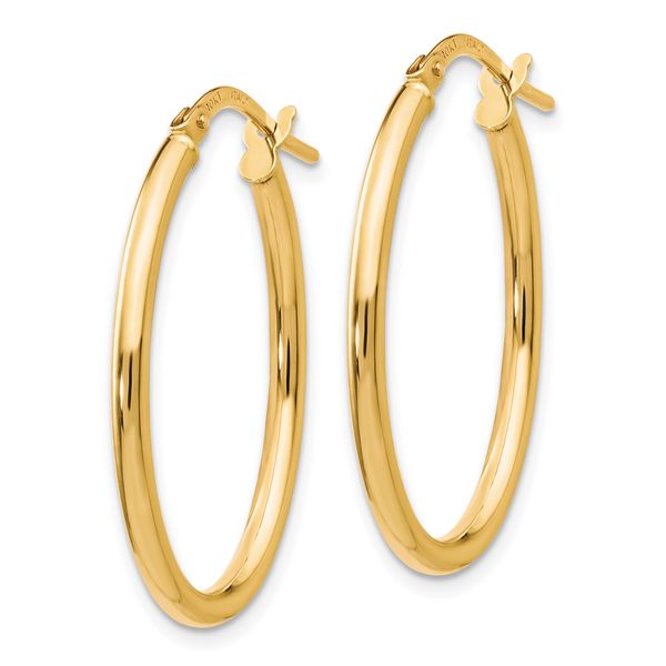 Leslie's 10K Polished Oval Hinged Hoop Earrings - Image 2