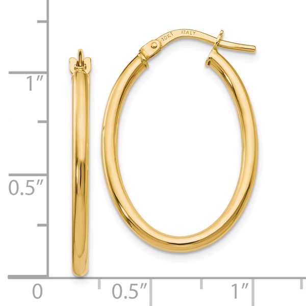 Leslie's 10K Polished Oval Hinged Hoop Earrings - Image 4
