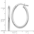 Leslie's 10K White Gold Polished Oval Hinged Hoop Earrings - Image 3