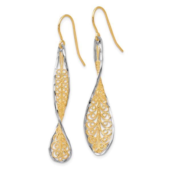 Leslie's 10K Two-tone D/C Dangle Shepherd Hook Earrings - Image 2