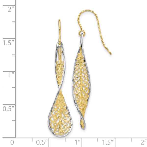 Leslie's 10K Two-tone D/C Dangle Shepherd Hook Earrings - Image 4
