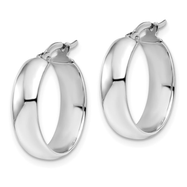 Leslie's 10K White Gold Polished Hinged Hoop Earrings - Image 2