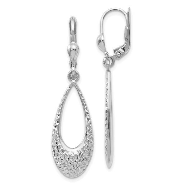 Leslie's 10K White Gold Polished and D/C Leverback Earrings