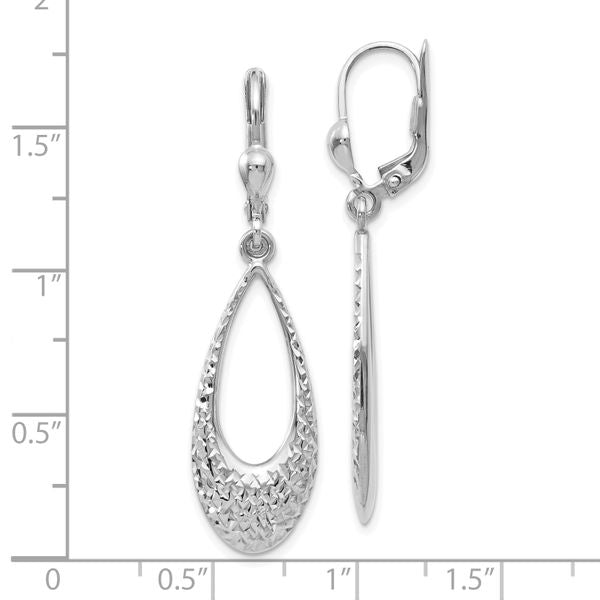 Leslie's 10K White Gold Polished and D/C Leverback Earrings - Image 3