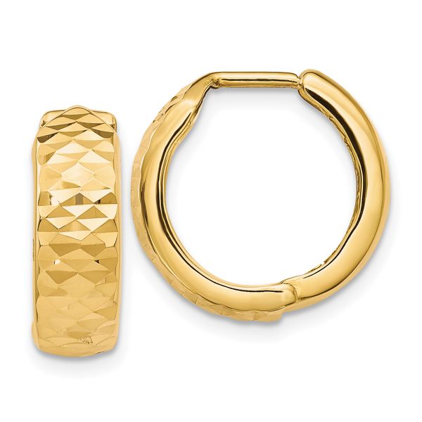 Leslie's 10K Polished and D/C Hinged Hoop Earrings
