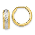 Leslie's 10K w/White Rhodium Polished and D/C Hoop Earrings