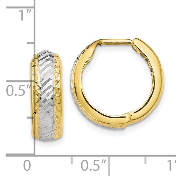 Leslie's 10K w/White Rhodium Polished and D/C Hoop Earrings - Image 4