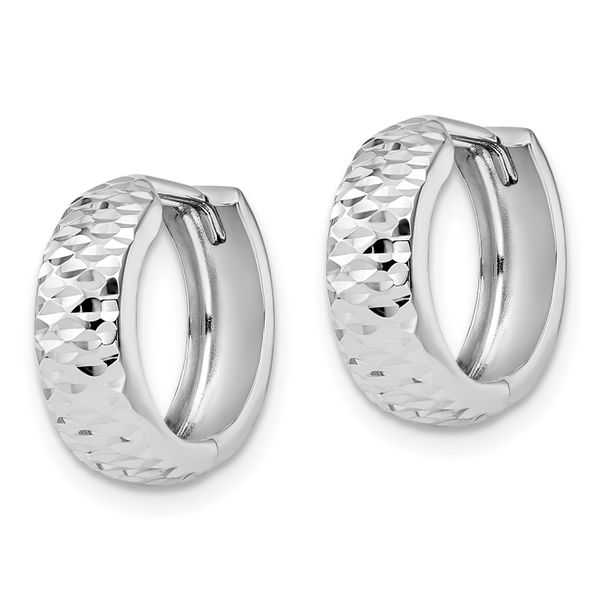 Leslie's 10K White Gold Polished and D/C Hoop Earrings - Image 2