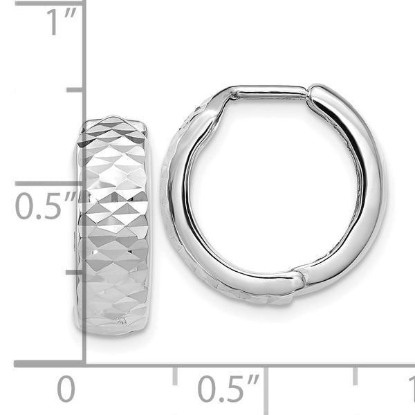 Leslie's 10K White Gold Polished and D/C Hoop Earrings - Image 3