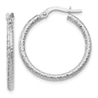 Leslie's 10K White Gold Polished and Textured Hinged Hoop Earrings