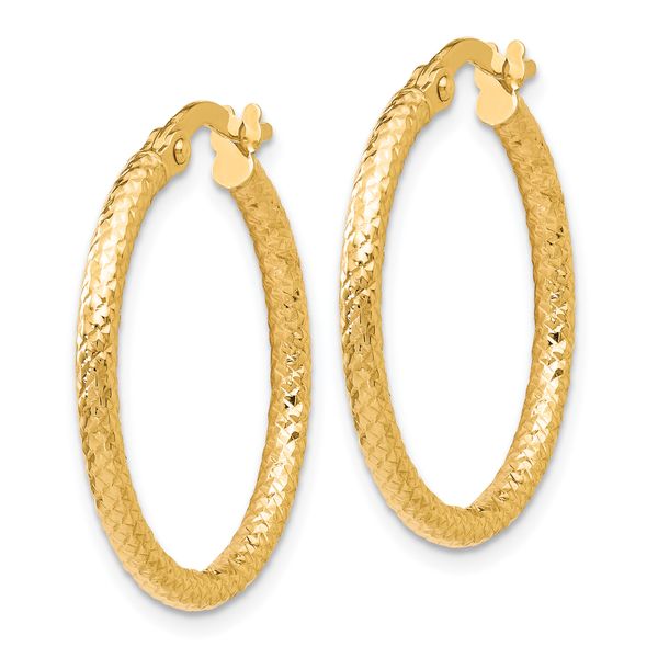Leslie's 10K Polished and Textured Hinged Hoop Earrings - Image 2