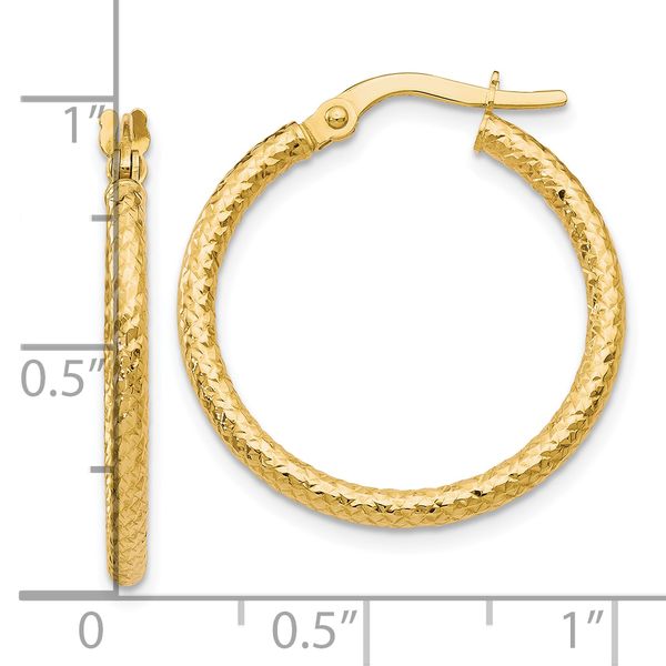 Leslie's 10K Polished and Textured Hinged Hoop Earrings - Image 4