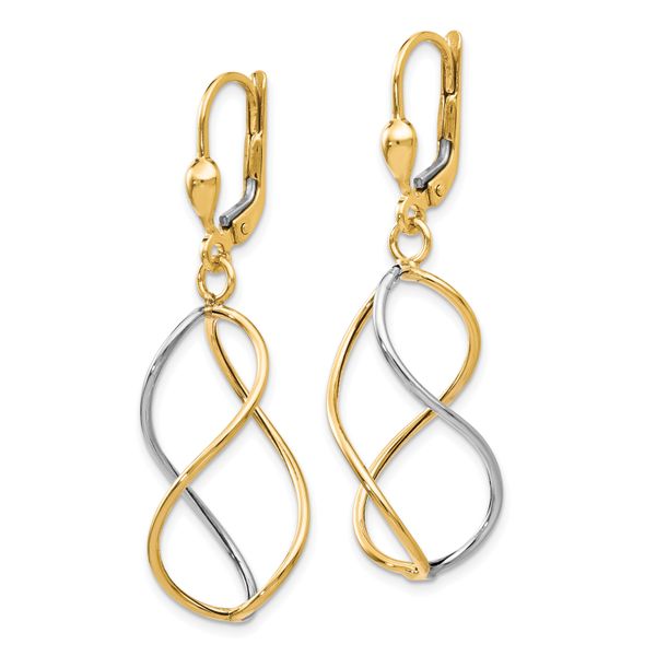 Leslie's 10K Yellow with Rhodium Polished Leverback Earrings - Image 2