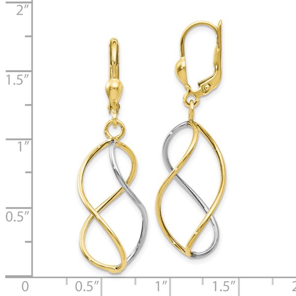 Leslie's 10K Yellow with Rhodium Polished Leverback Earrings - Image 4